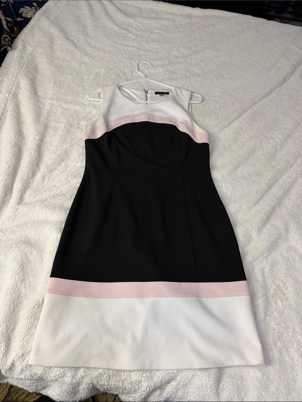 Tommy Hilfiger Black, White & Pink Colorblock Midi Dress